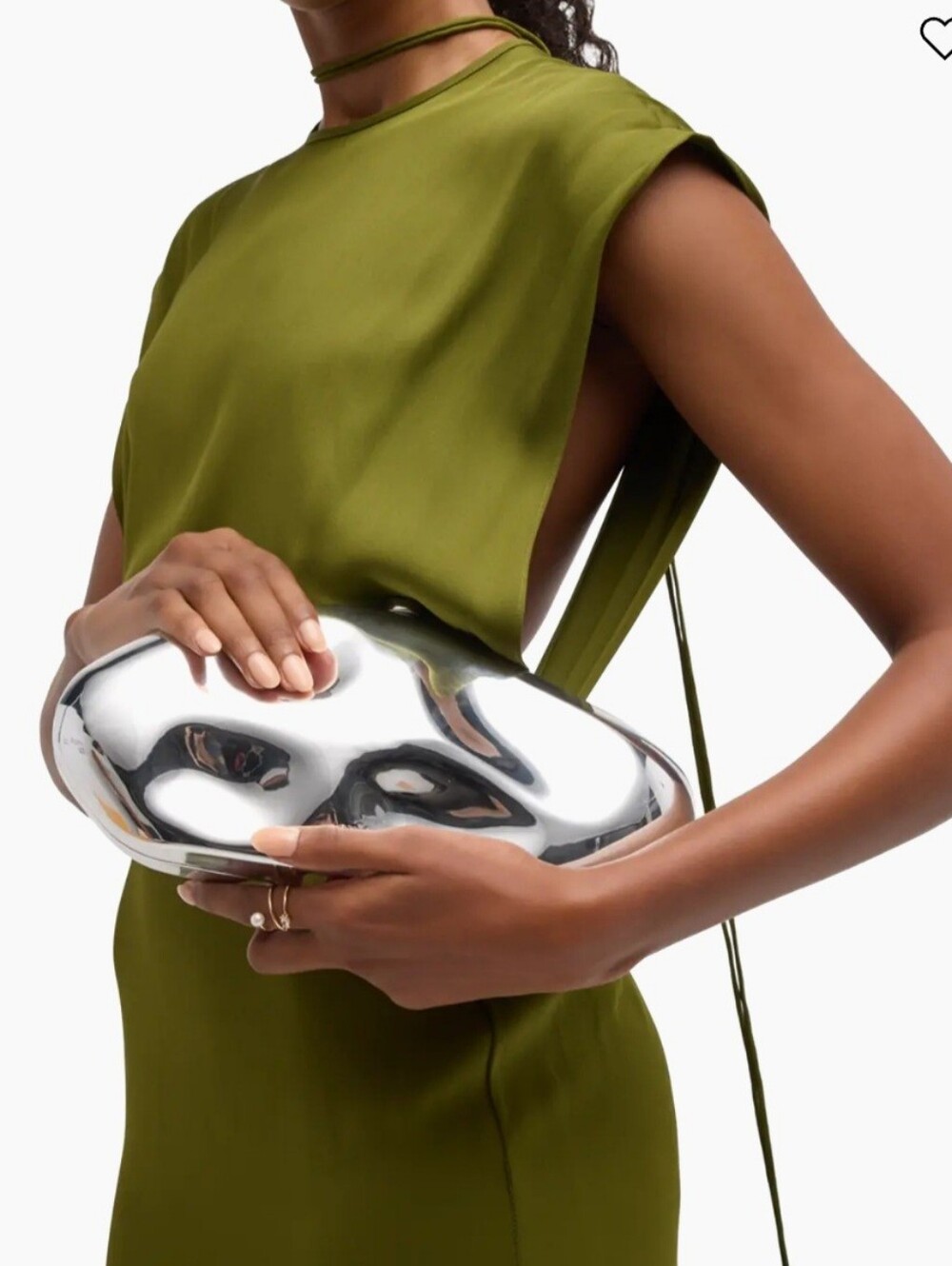 cult gaia Silver Sculptural Pebble Clutch